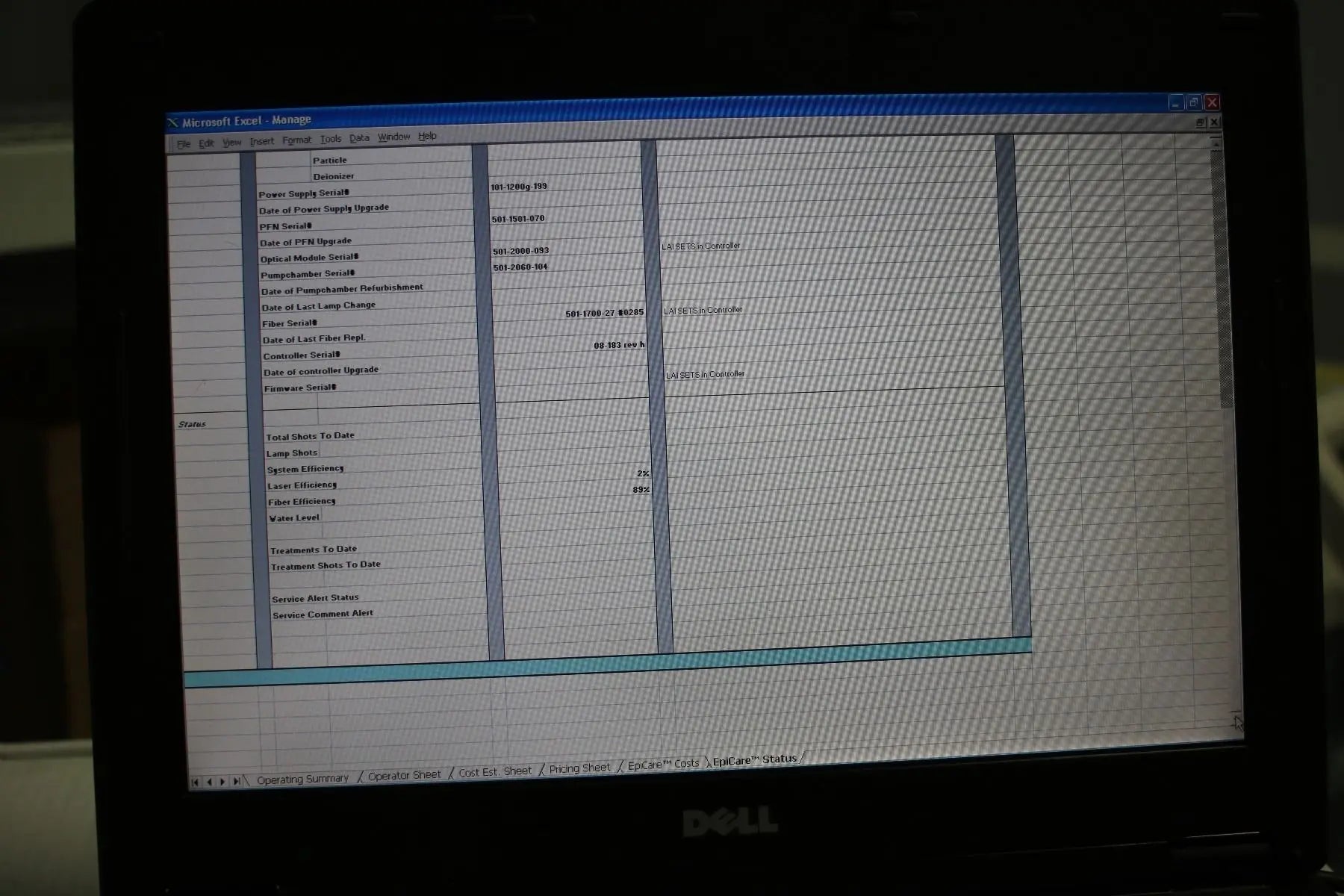 2006 Light Age EpiCare LP Alexandrite 755nm Laser Hair Removal System 501-LP