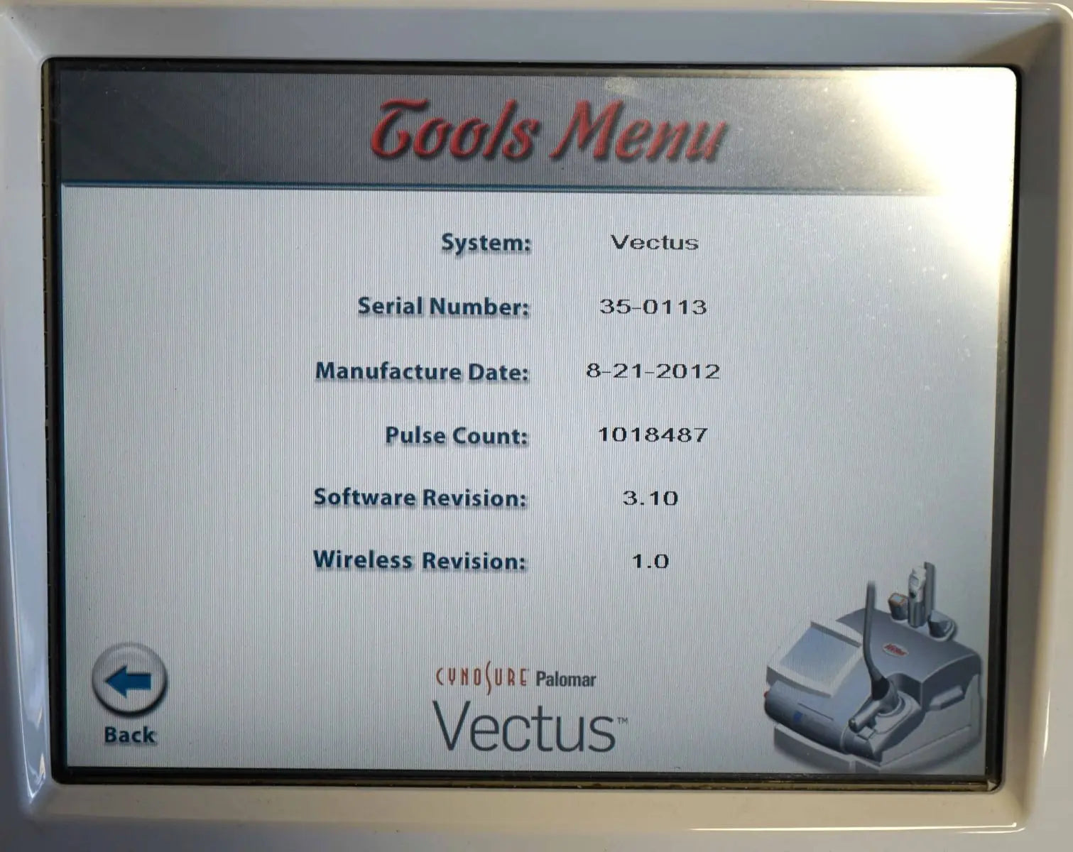 2012 Palomar Vectus 810 nm Diode Laser Hair Removal Cynosure Aesthetic Treatment Palomar
