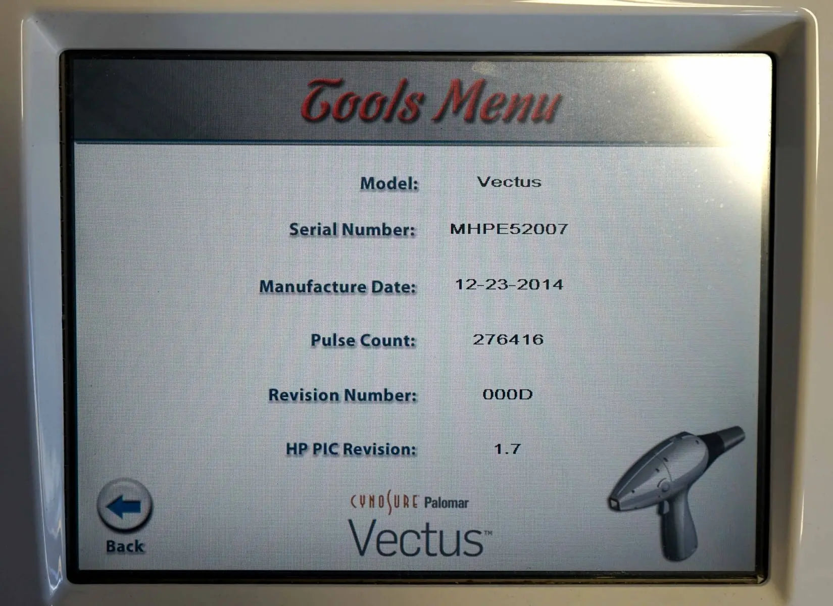 2012 Palomar Vectus 810 nm Diode Laser Hair Removal Cynosure Aesthetic Treatment Palomar