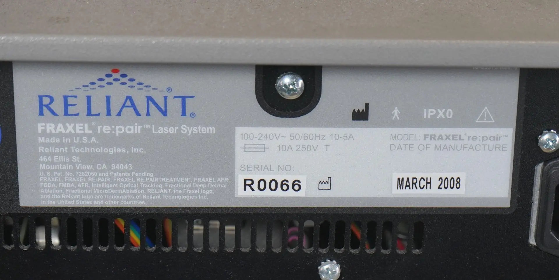 2008 Reliant Fraxel Re Pair Skin Wrinkle Resurfacing CO2 Fractional Laser RePair