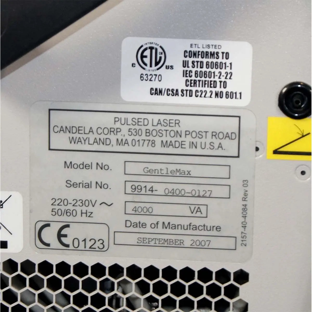 2007 Candela GentleMax Alexandrite &amp; Nd:YAG Laser System 755nm 1064nm Gentle Max Candela