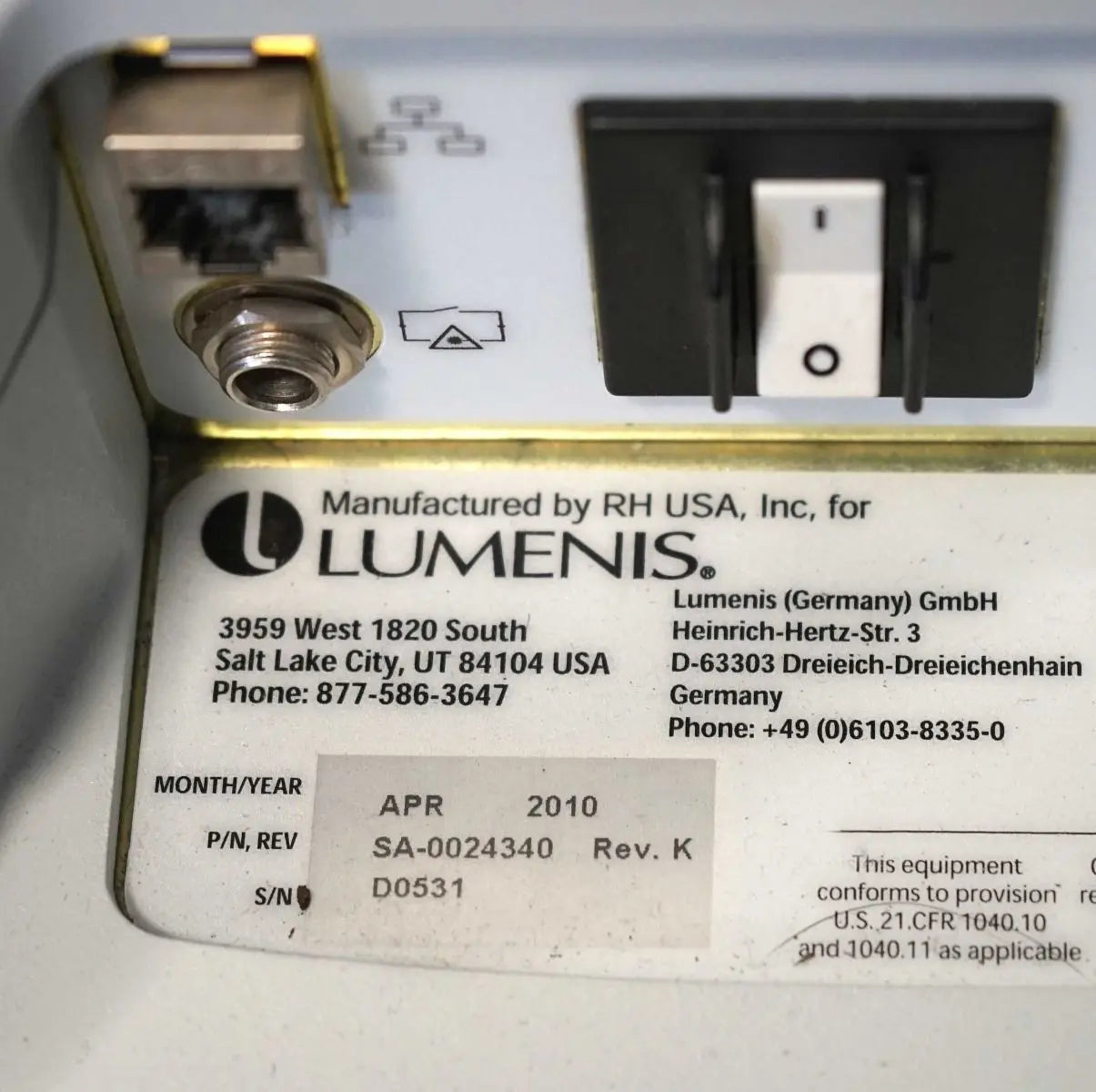 2010 Lumenis LightSheer Duet Laser ET HS 9x9mm 22x35mm Hair Removal Light Sheer Lumenis