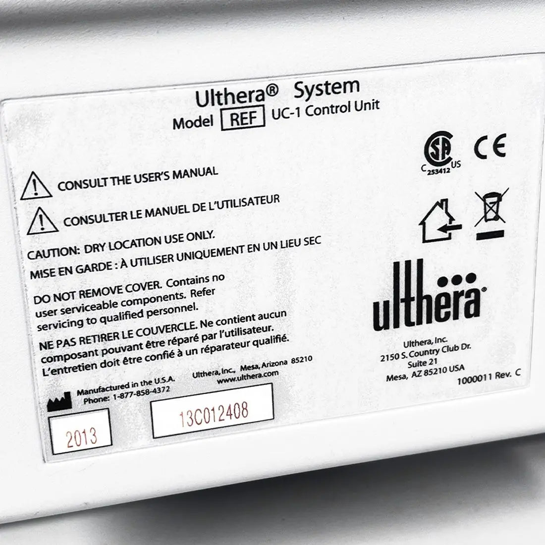 2013 Ulthera Ultherapy DeepSEE UC-1 Ultrasound Facial Contouring Skin Tightening System