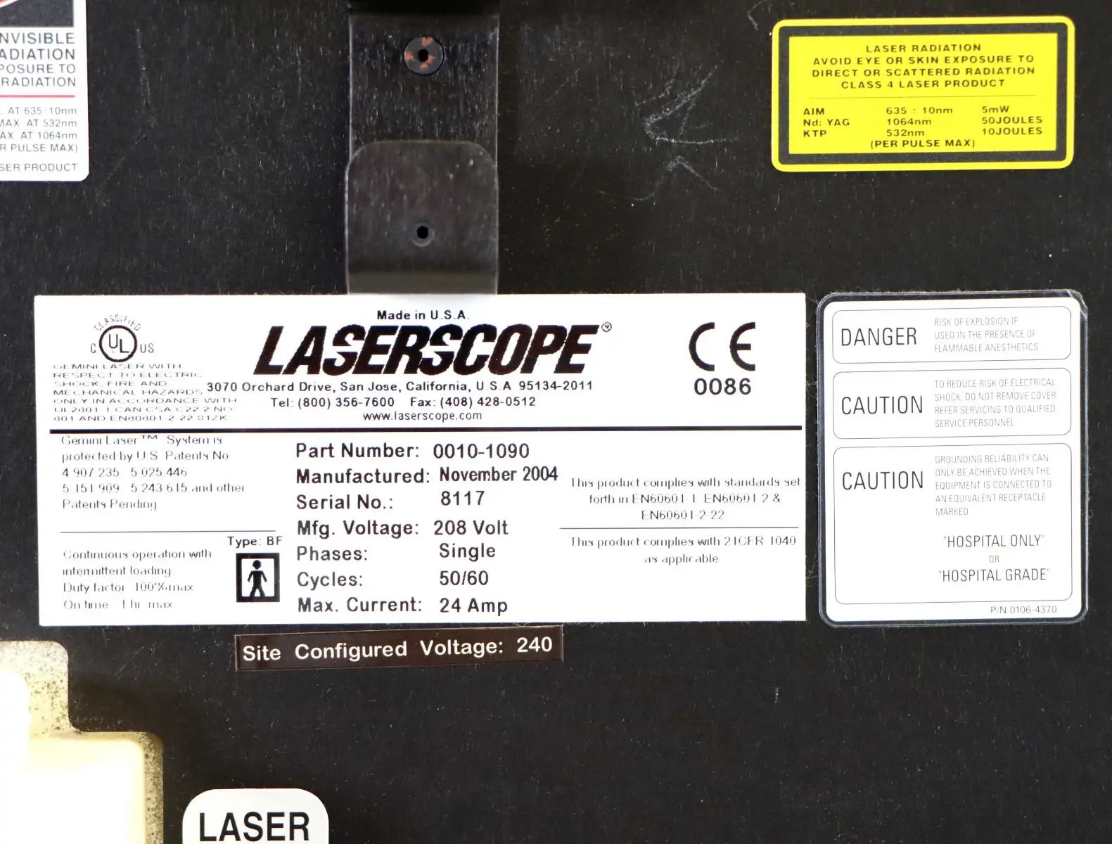 2004 Iridex LaserScope Gemini Nd Yag KTP Laser HR Skin Rejuvenation Hair Removal