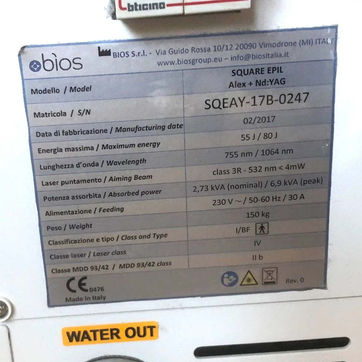 2017 Bios Square Epil Alex Nd YAG Laser Hair Removal Alexandrite 755 1064 nm Sol International Medical