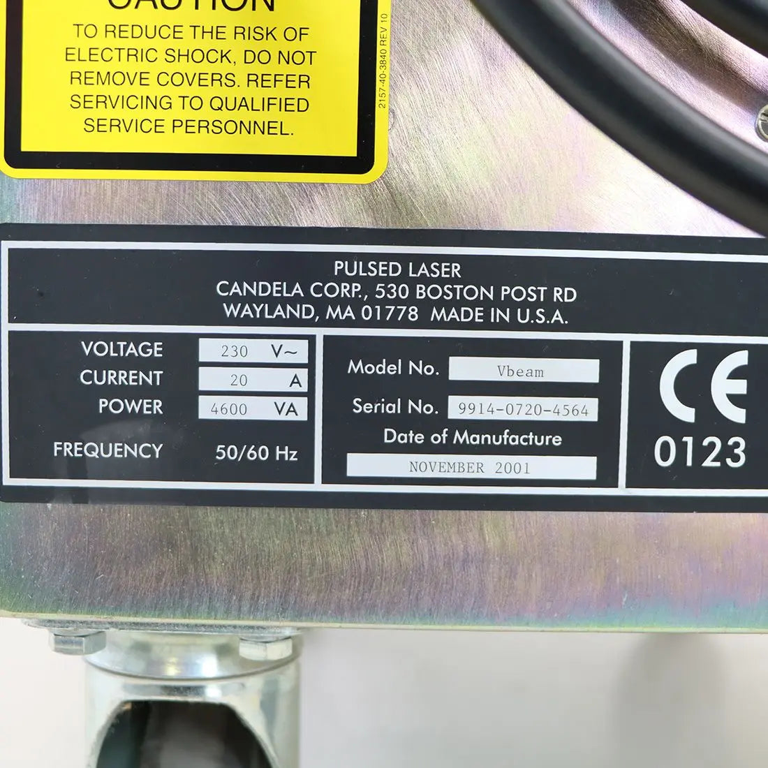 2001 Candela VBeam 595nm Laser Lesions Vascular Wrinkles Veins Pulsed Dye V Beam