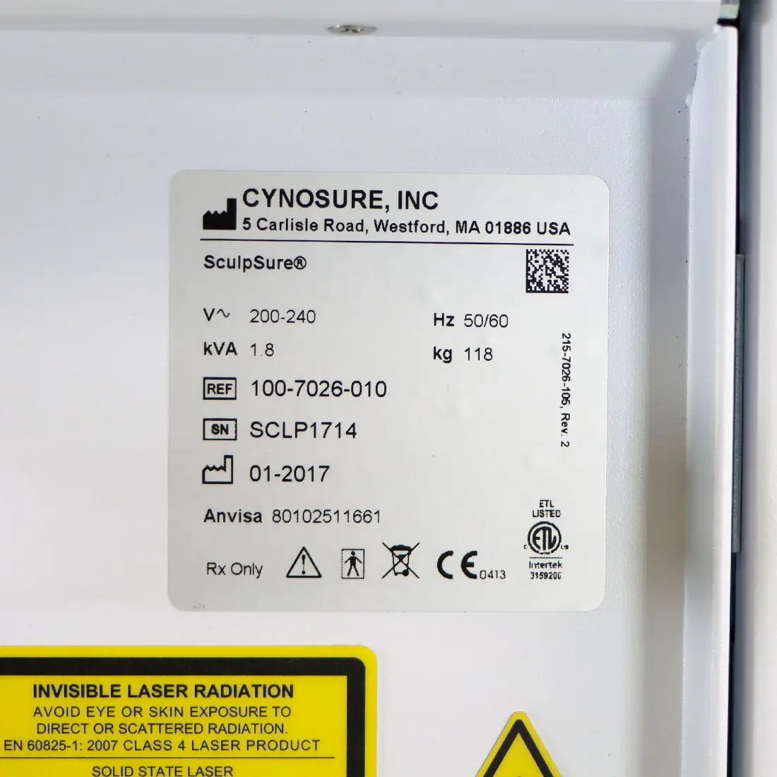 2017 Cynosure SculpSure 1060nm Diode Laser Noninvasive Contour Body Sculpt Systm