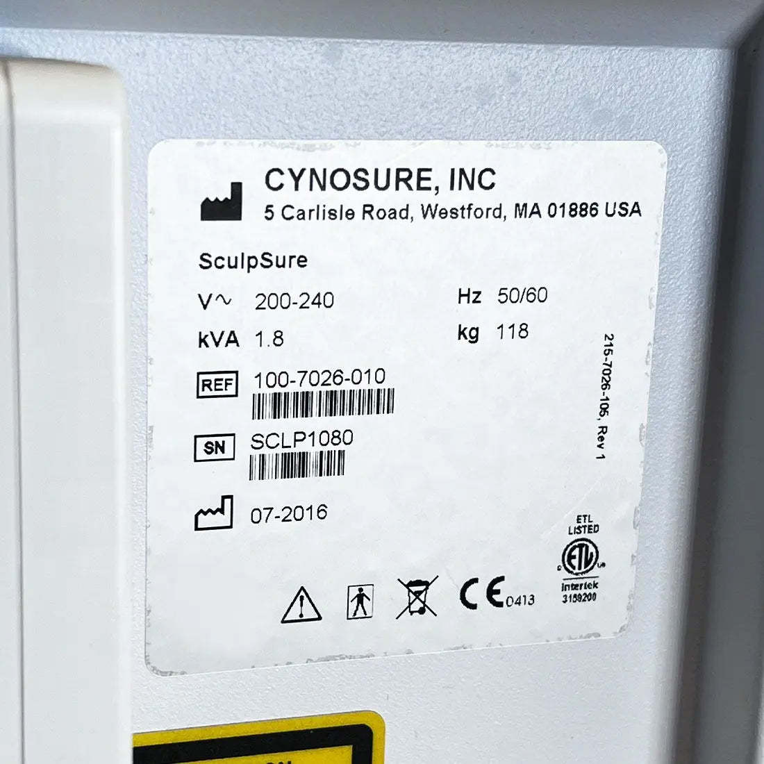 2016 Cynosure SculpSure 1060nm Diode Laser Non-Invasive Body Contour Sculpting