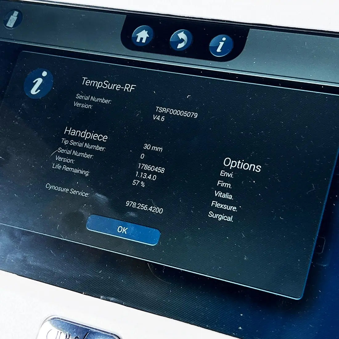 2018 Cynosure Ellman TempSure-RF 100-7027-010 Skin Tightening System Smart Port Cynosure