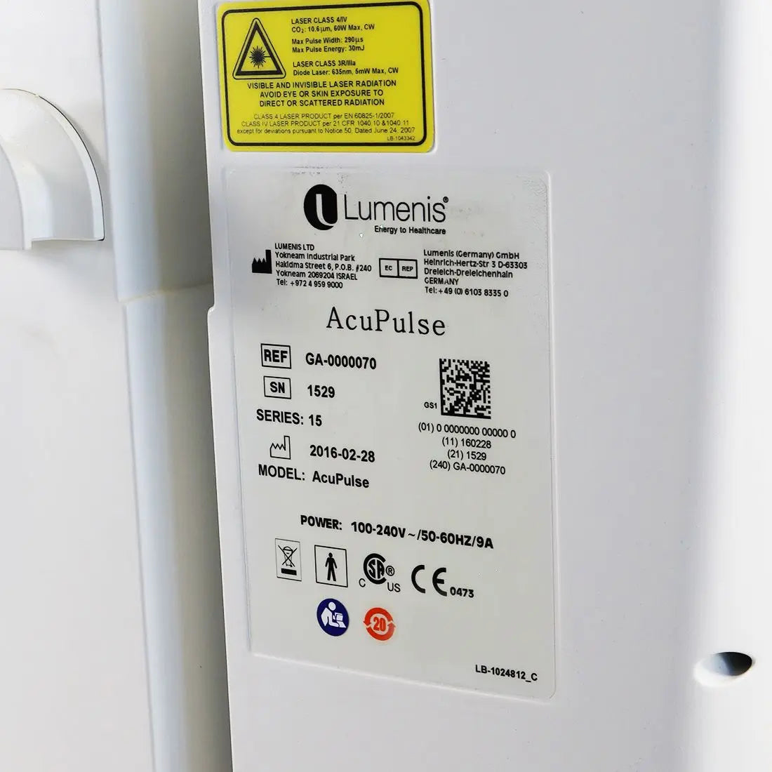 2016 Lumenis AcuPulse 40W CO2 Fiber Laser Acuscan 120 Scanner Skin Resurfacing