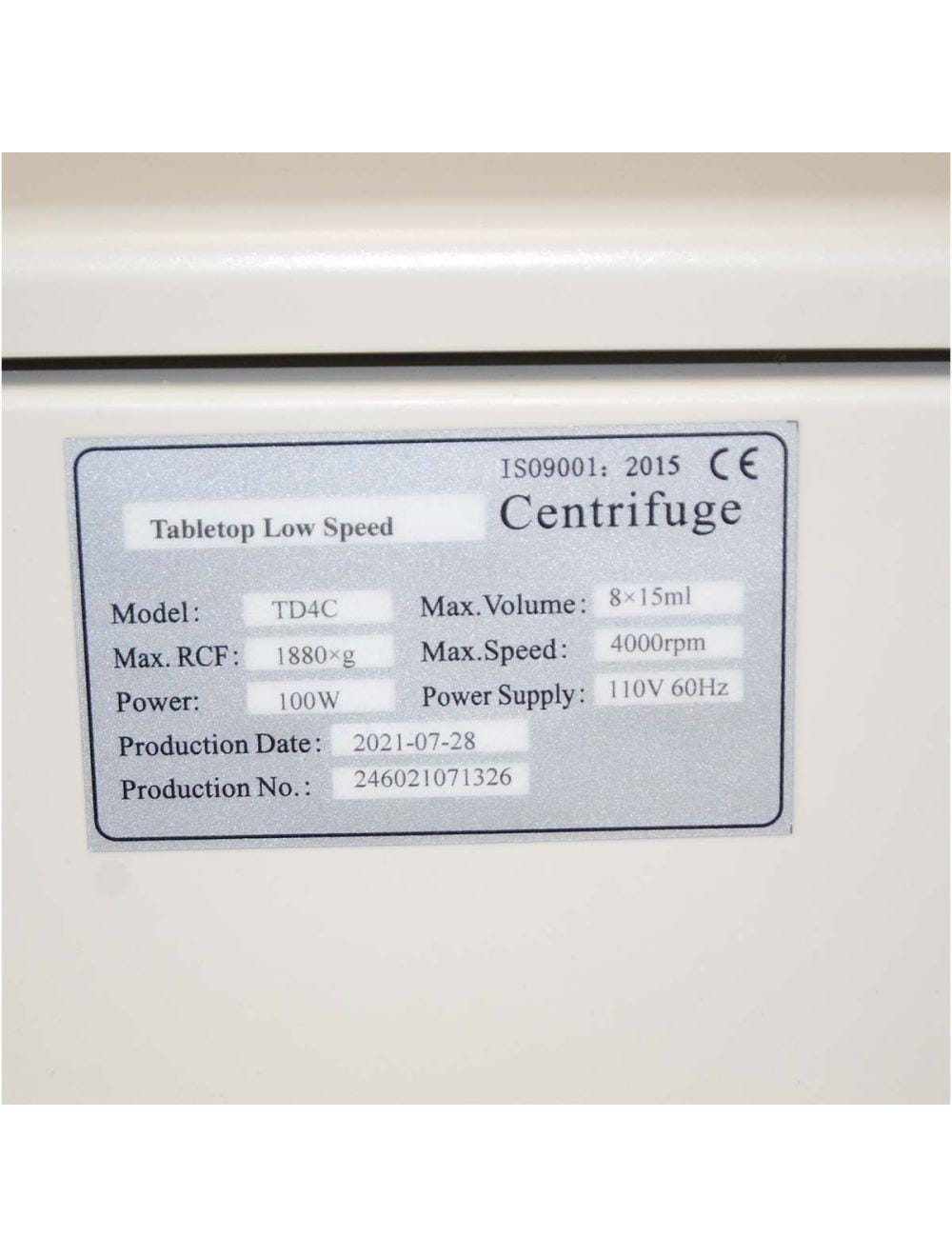 2021 SRELAS TD4C Tabletop PRP Centrifuge - 8x15mL 4000 RPM Lab 110V