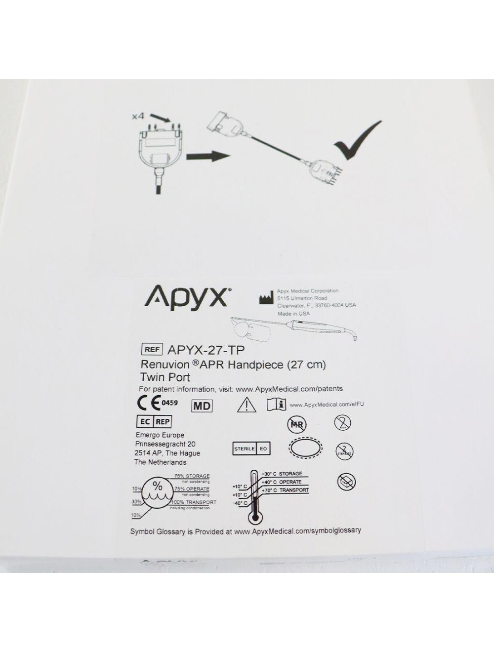 Renuvion APR Twin Port 27mm Handpiece Electrosurgical RF Generator APYX-27-TP