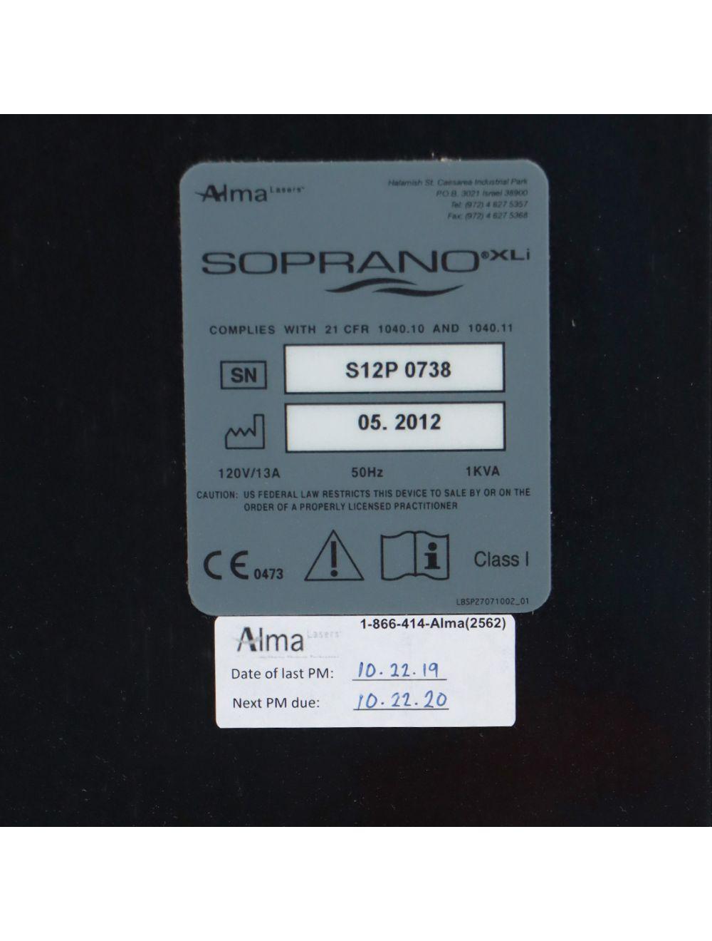 2012 Alma Soprano XLi Diode 810nm IPL Hair Removal Skin Rejuvenation 810nm HP