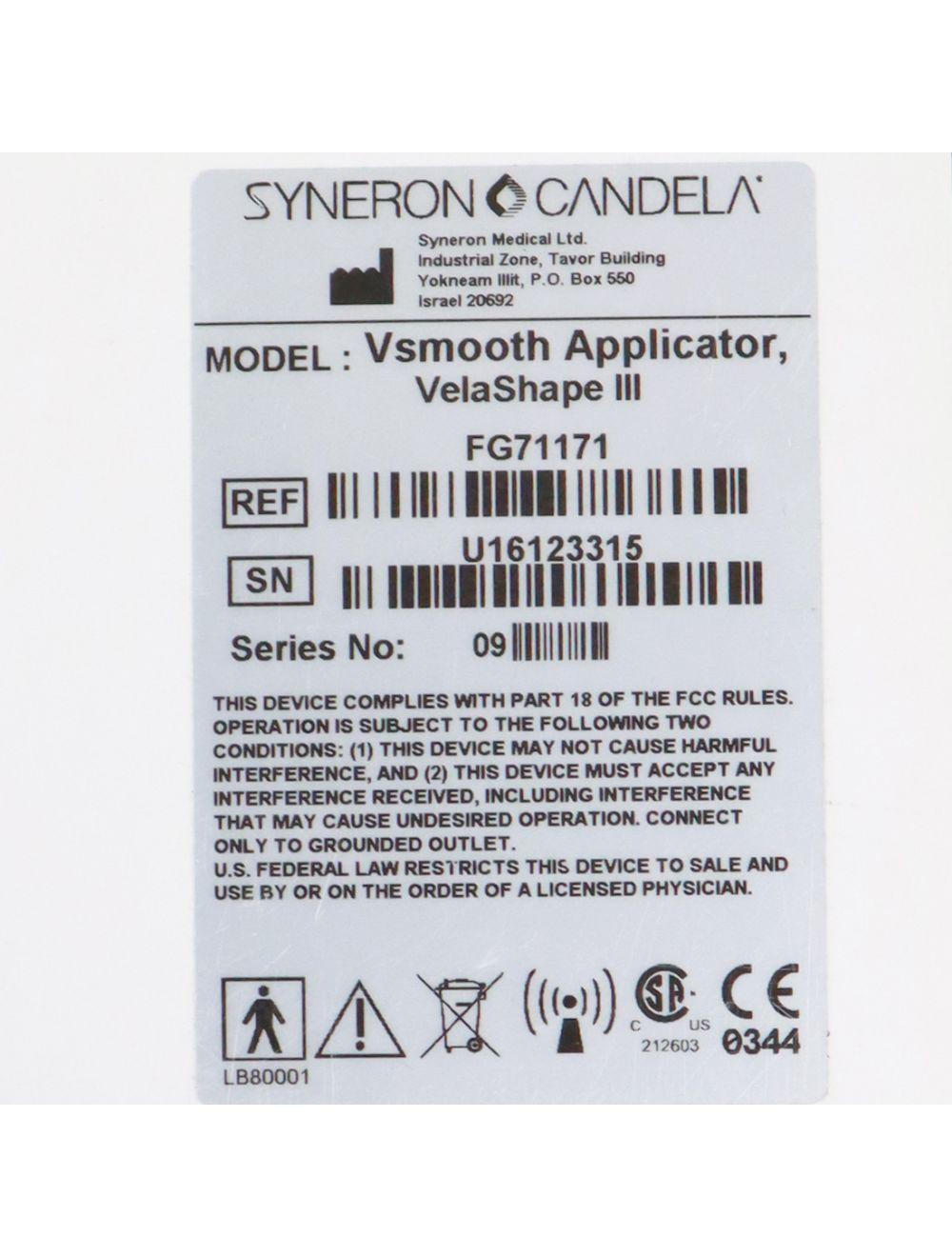 Syneron Candela VelaShape III VSmooth Applicator Handpiece FG71171 VS3