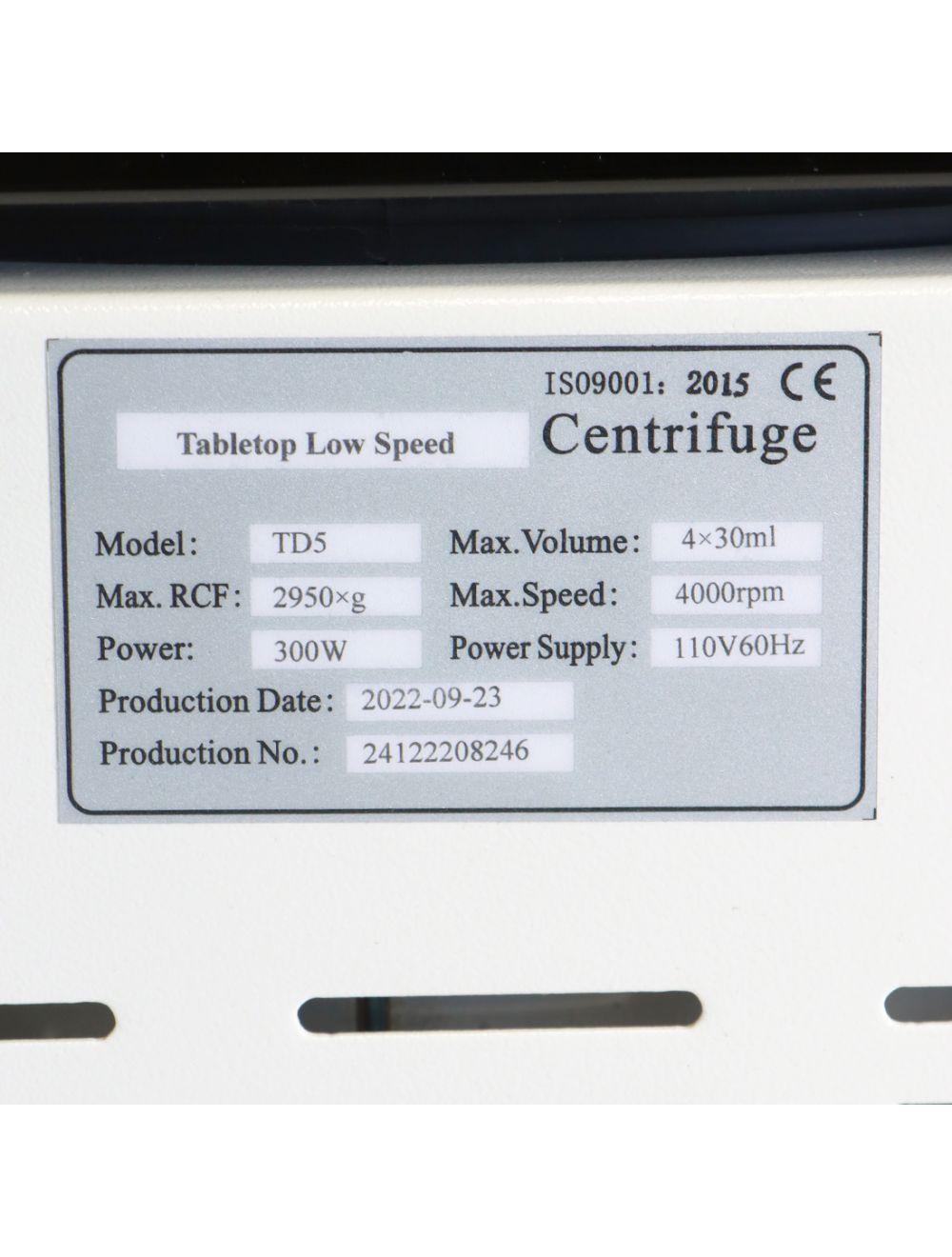 2022 Perigee PRPerfect TD5 Lab PRP Centrifuge Tabletop Low Speed 300W