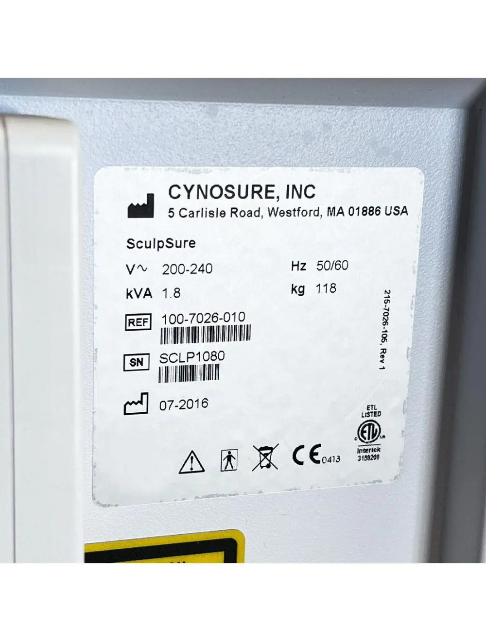 2016 Cynosure SculpSure 1060nm Diode Laser Non-Invasive Body Contour Sculpting