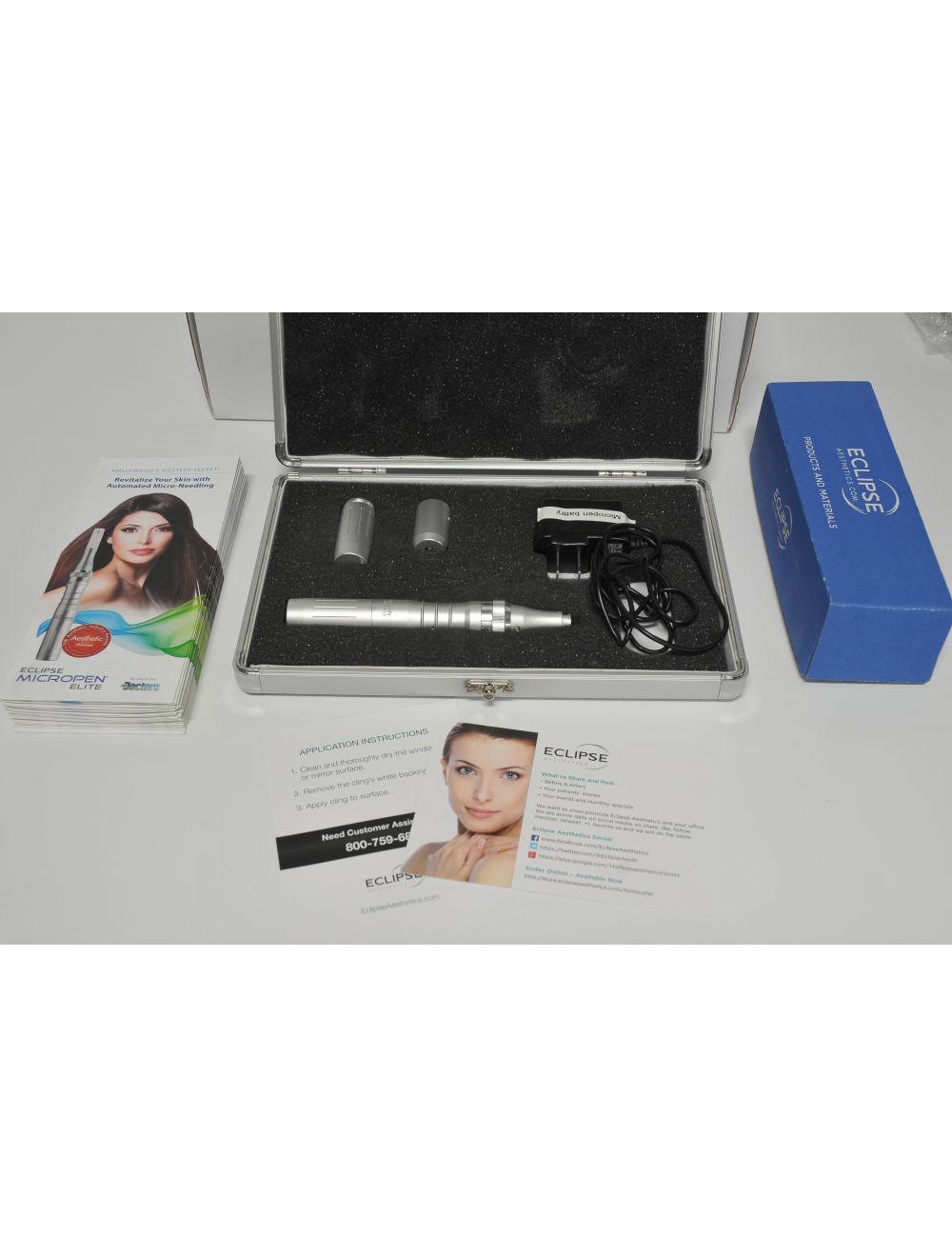 Eclipse Micropen Elite Aesthetics Silver MicroNeedling Pen - DEMO - w/ Brochures