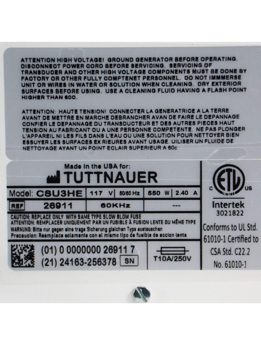 Tuttnauer Clean and Simple Ultrasonic Cleaner Three Gallon Capacity CSU3HE 26911