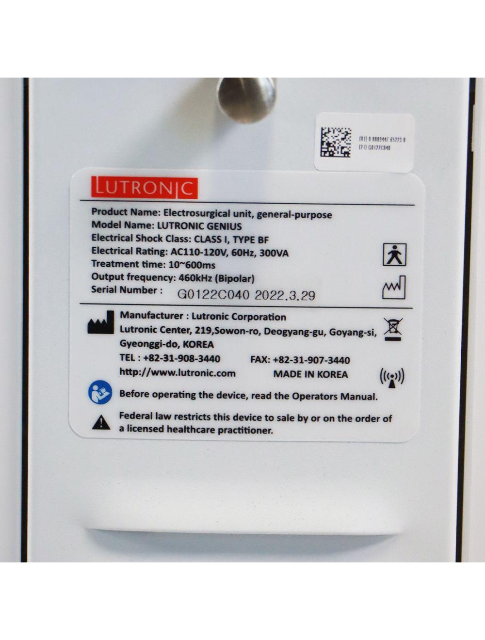 2022 Lutronic Genius Intelligent Focused Radio Frequency Mirconeedling System RF