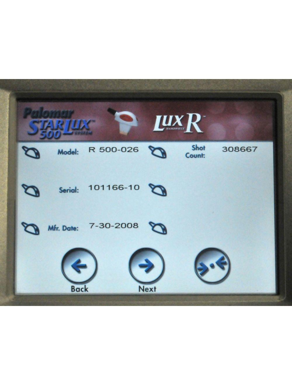 Palomar StarLux 500 Laser LuxR IPL Hair Removal Handpiece Lux R HR 2008