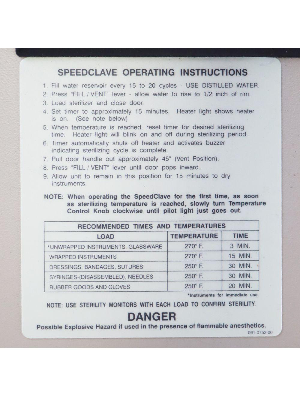 Midmark Ritter M7 Speedclave Sterilizer M7-022 Autoclave