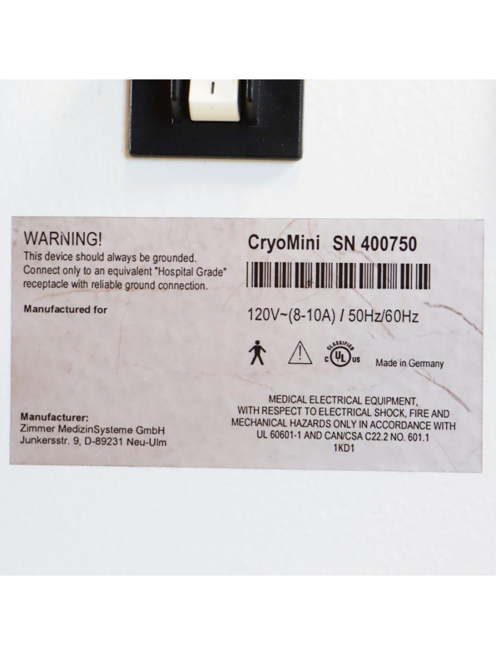 2010 Zimmer Cryo Mini Chiller Compact Epidermal Skin Cooling System CryoMini