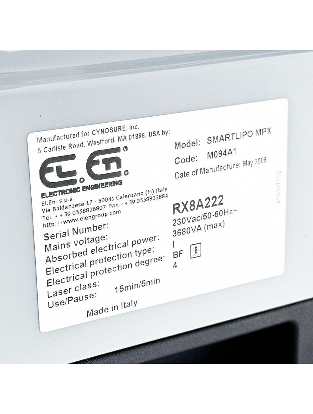 2008 Cynosure SmartLipo MPX NdYAG 1064 1320 2M Pulses Body Sculpt Laser System