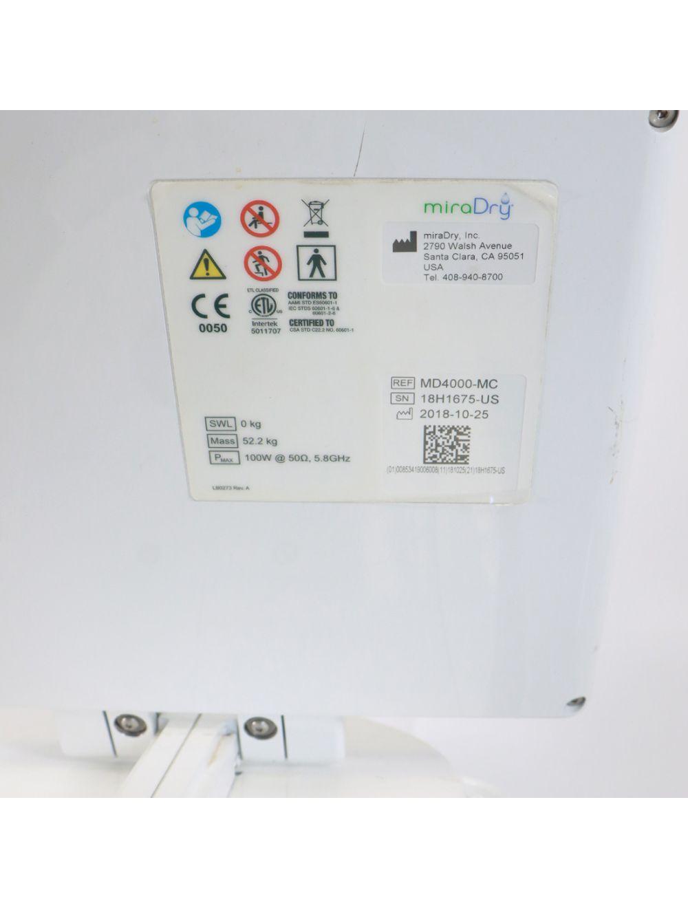 2018 Miramarlabs MiraDry MD4000-MC Sweat Odor Reduction Treatment System