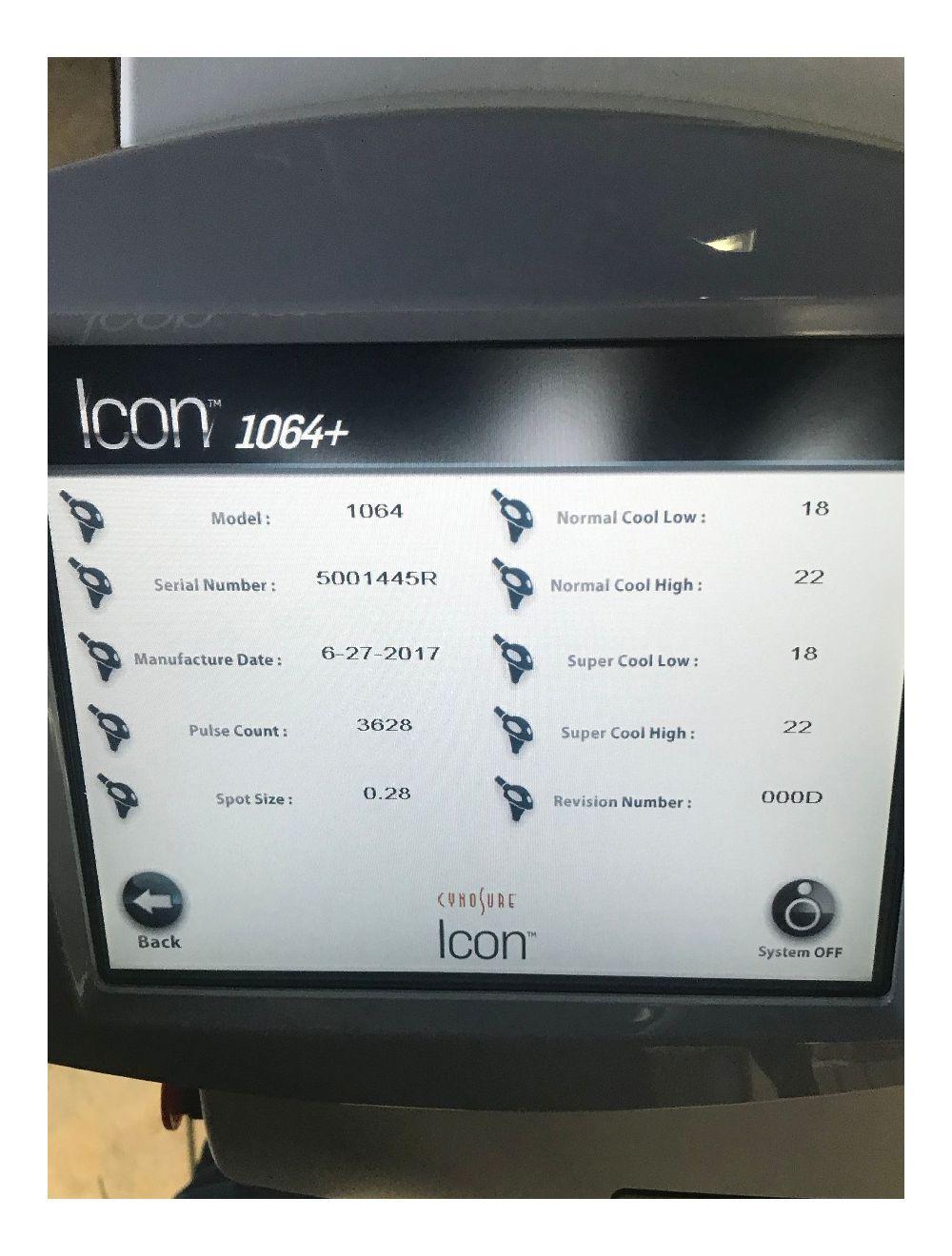 2017 Cynosure Palomar Icon 1064 + Plus NdYAG Laser Handpiece LOW USE 3K SHOTS