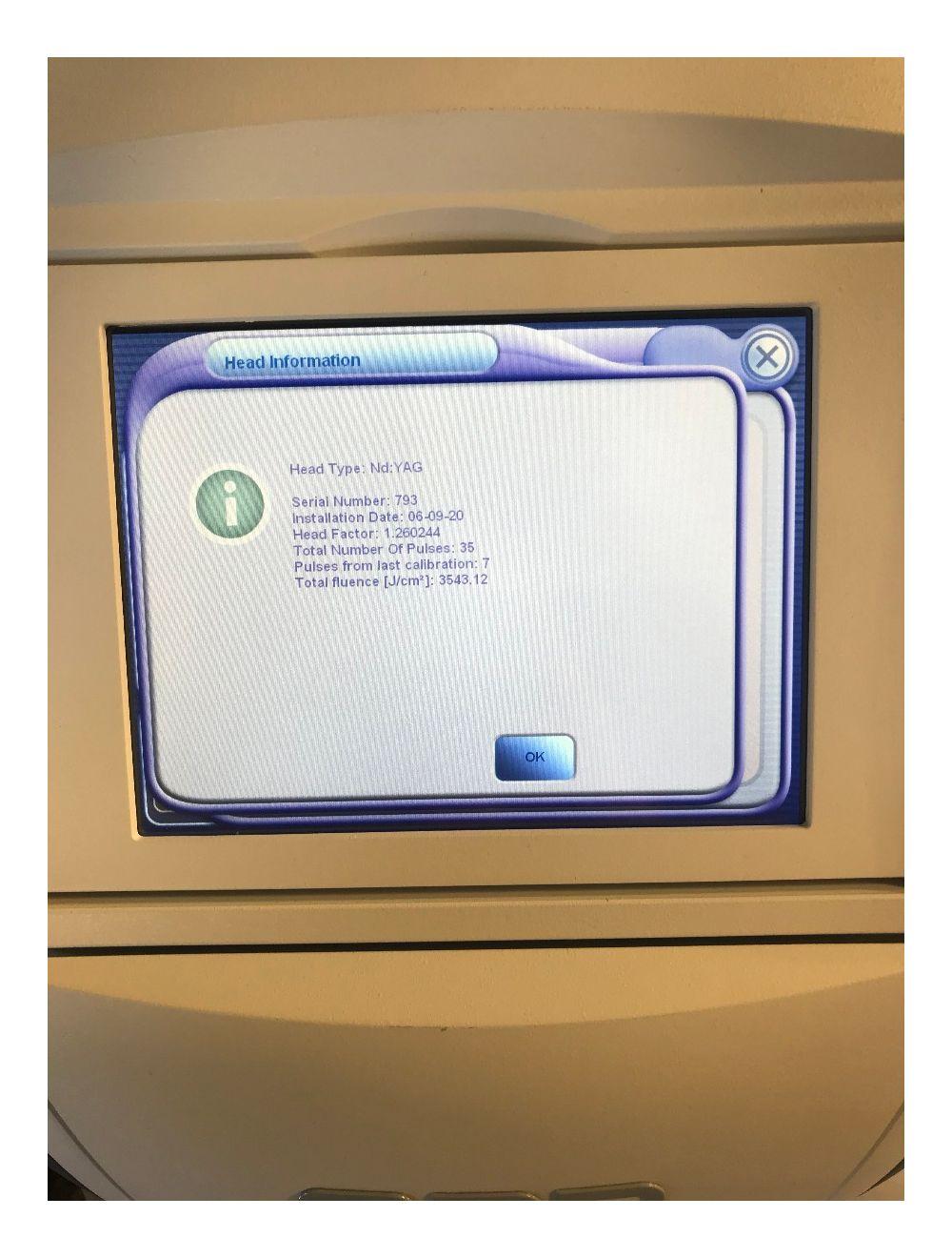 2014 Lumenis M22 Multi-Spot NdYAG 1064 nm Laser Handpiece ONLY 35 SHOTS LOW USE