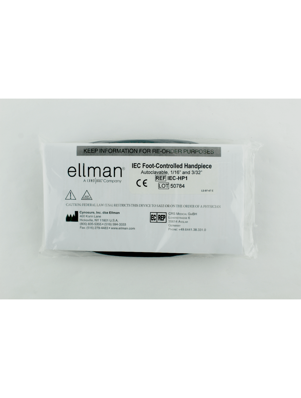 ELLMAN IEC FOOT-CONTROLLED HANDPIECE - AUTOCLAVABLE, 1/16&quot;