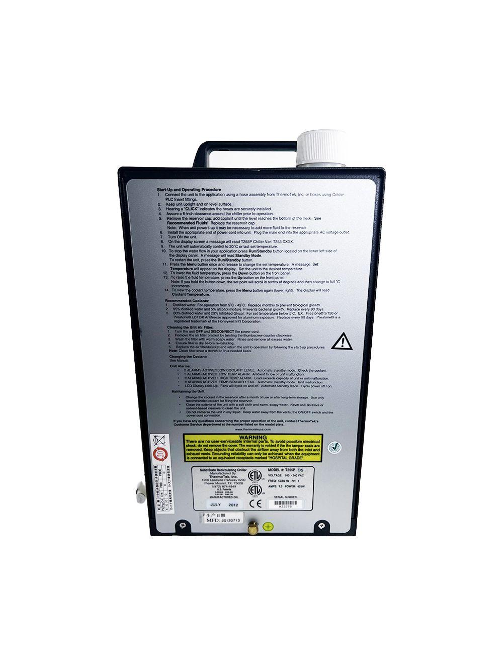 2012 ThermoTek T255P Recirculating Liquid Portable Chiller System A33376