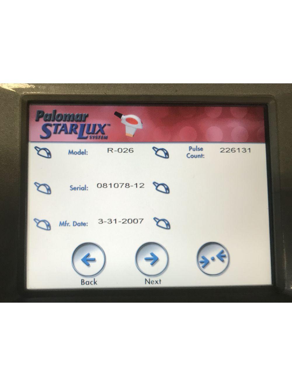 2007 Palomar Starlux 300 Lux R IPL Hair Removal Handpiece LuxR 0 SHOTS New Lamp