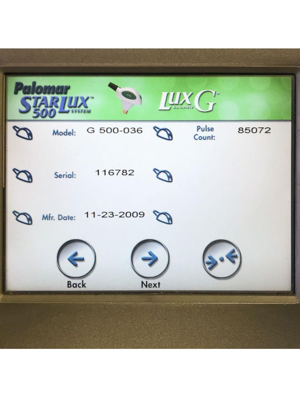 2009 Palomar Laser StarLux 500 LuxG IPL Handpiece Hand Piece 5520-G036R Lux G