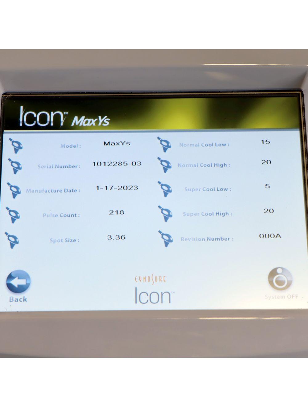 Palomar Cynosure Icon 2023 MaxYs Handpiece Max Ys Yellow Low Shot Count