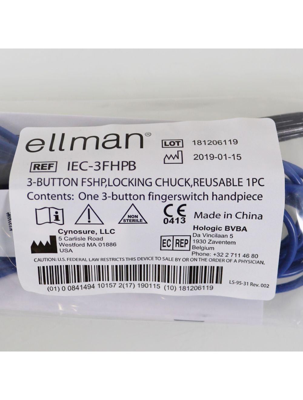 Ellman Pelleve Cynosure IEC 3-Button Fingerswitch Handpiece Reusable IEC-3FHPB