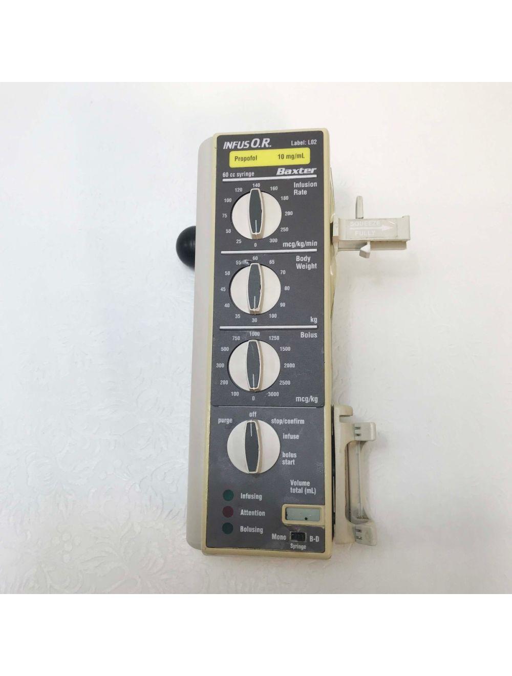 Baxter Infus OR Propofol Label 60cc IV Infusor Pump Bolus Infusion Unit