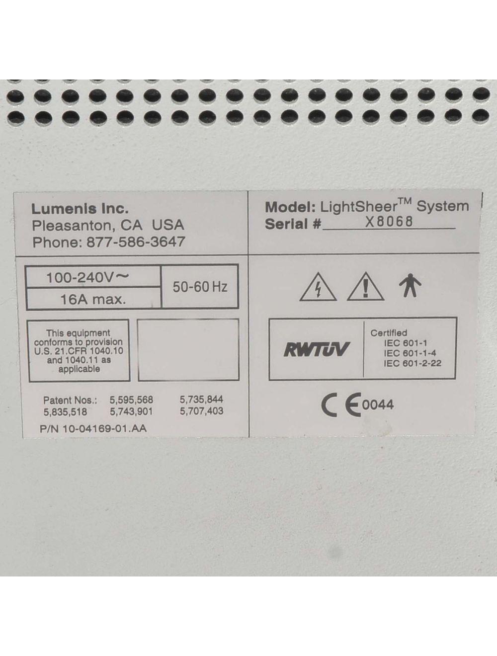 2003 Lumenis LightSheer XC Diode Hair Removal Laser w New 12x12 mm Light Sheer