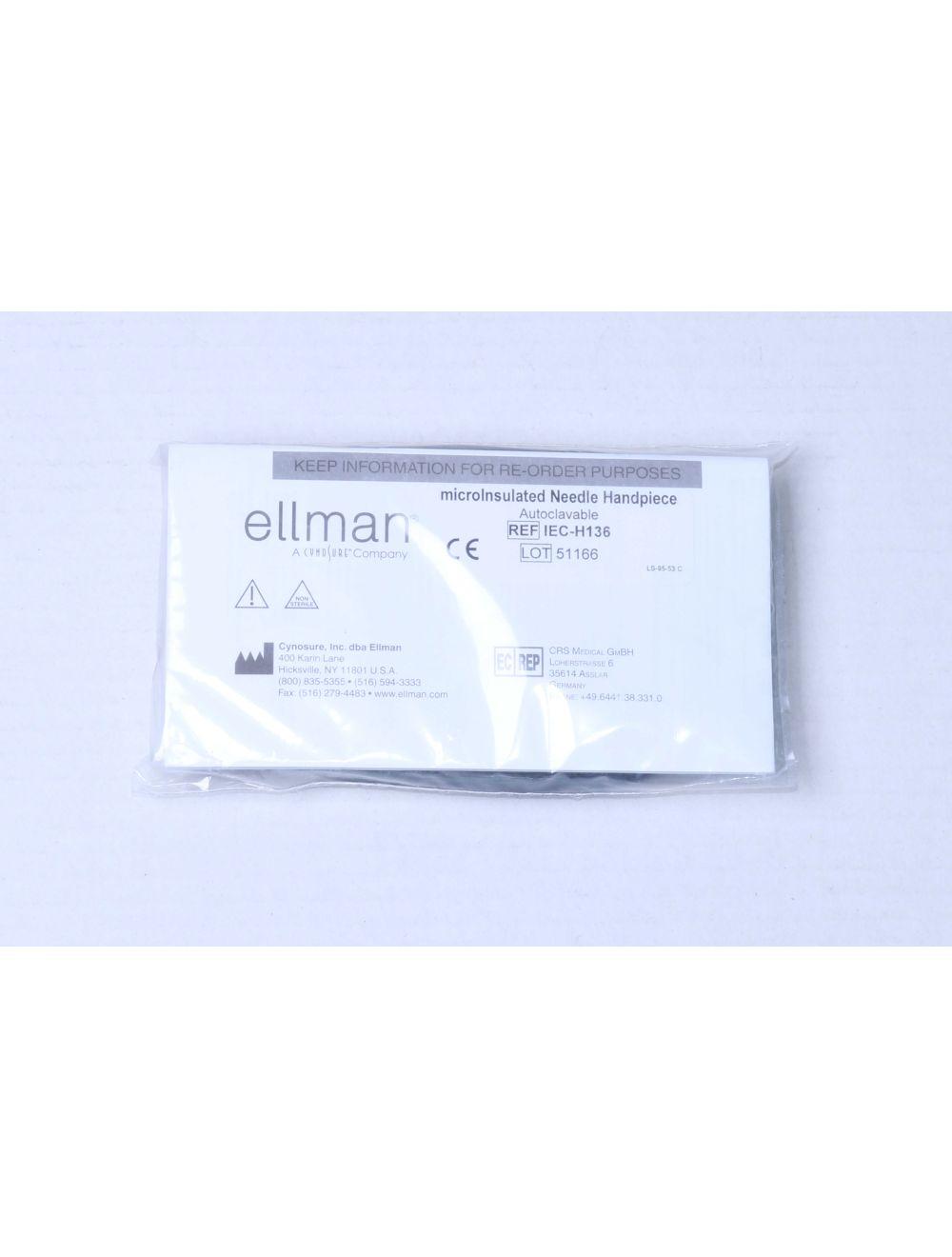 Cynosure Ellman Reusable MicroInsulted Needle Handpiece Micro Insulated IEC-H136