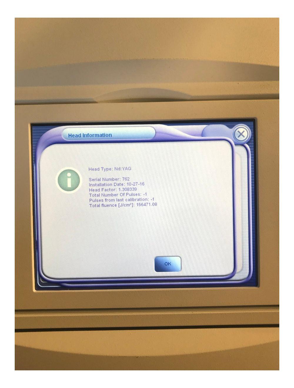 2014 Lumenis M22 Multi-Spot NdYAG 1064 nm Laser Handpiece LOW USE SHOTS RESET