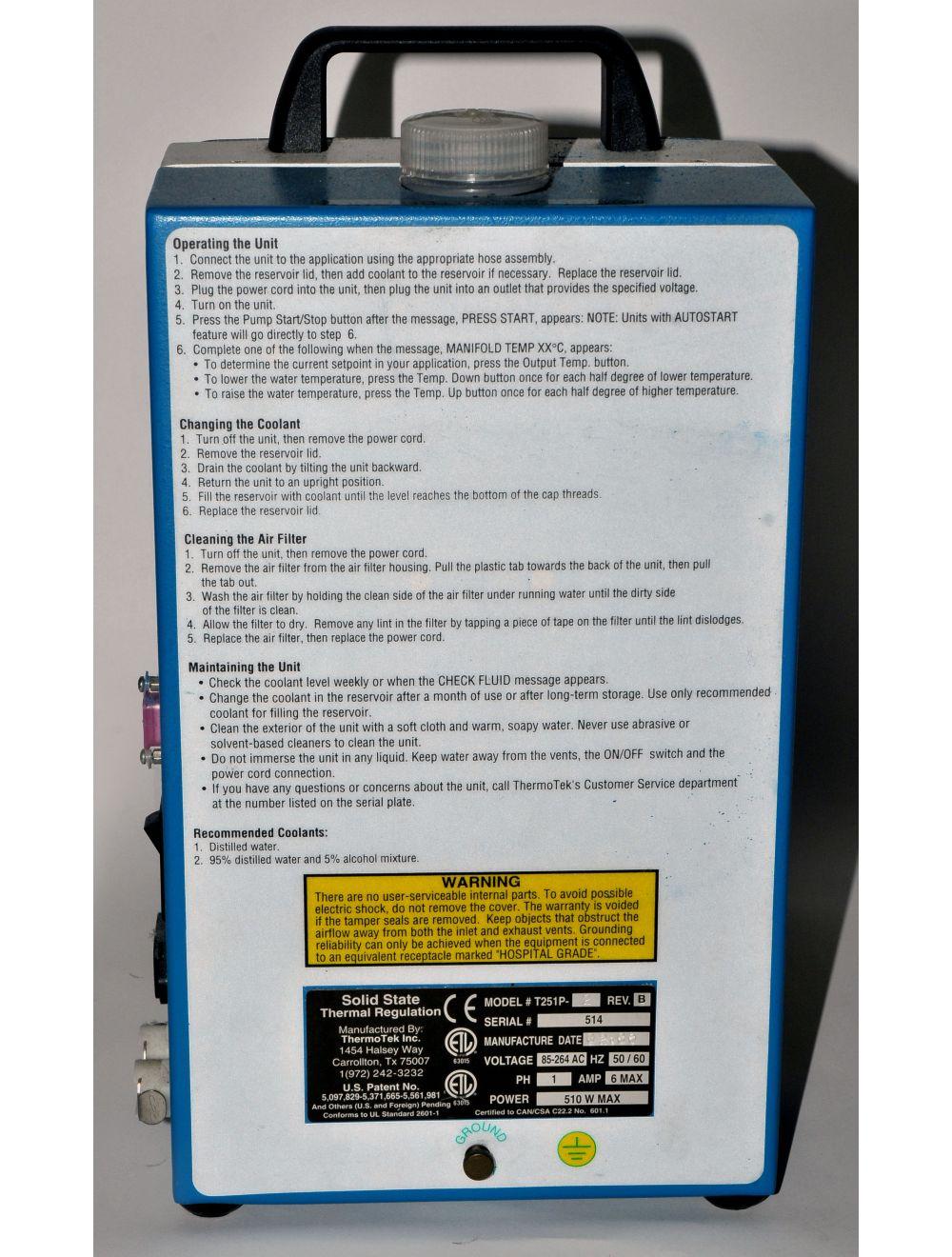 ThermoTek T251P-2 Solid State Temperature Regulation Control Laser Chiller