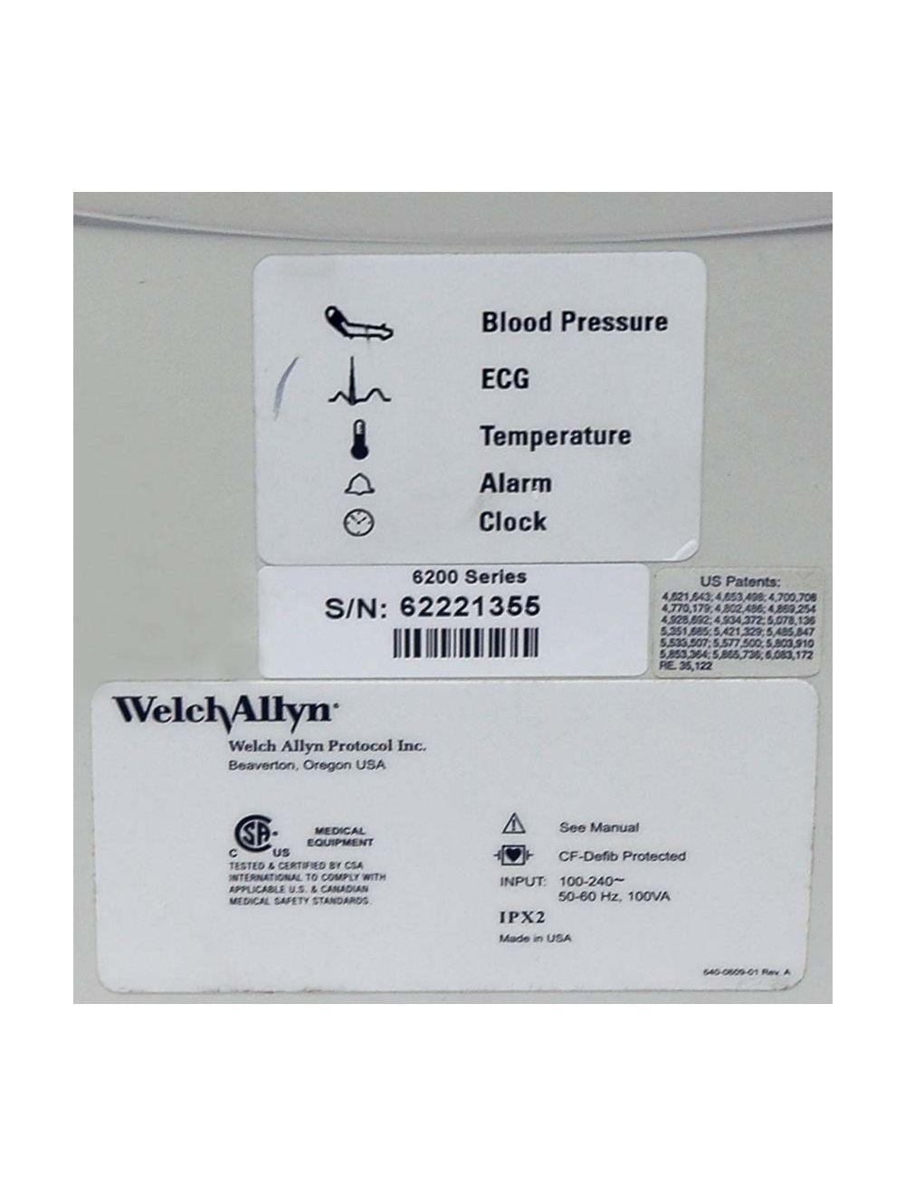 WELCH ALLYN Patient Vital Sign Monitor Series 6200 w/Blood Pressure Cuff