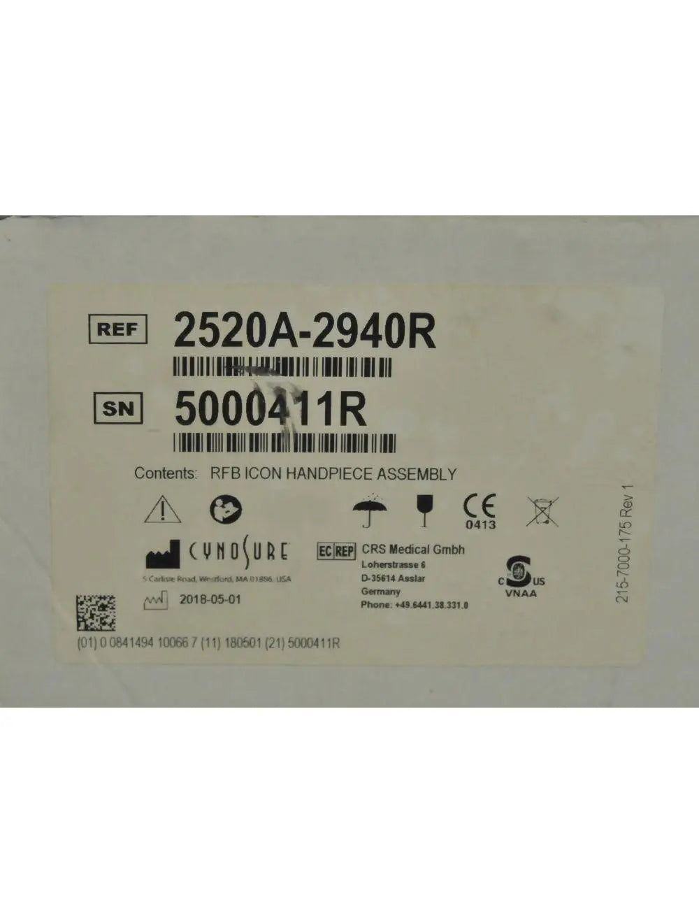 Palomar ICON Laser 2940 Handpiece Skin Resurfacing Wrinkles Pigmented Lesions