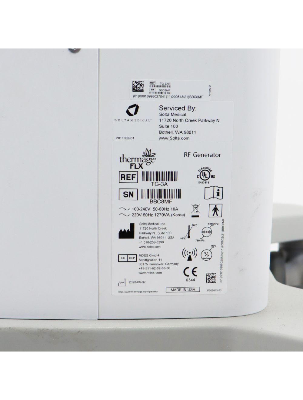 2020 Solta Thermage FLX Radiofrequency Smoothing Skin Tightening System TG-3A