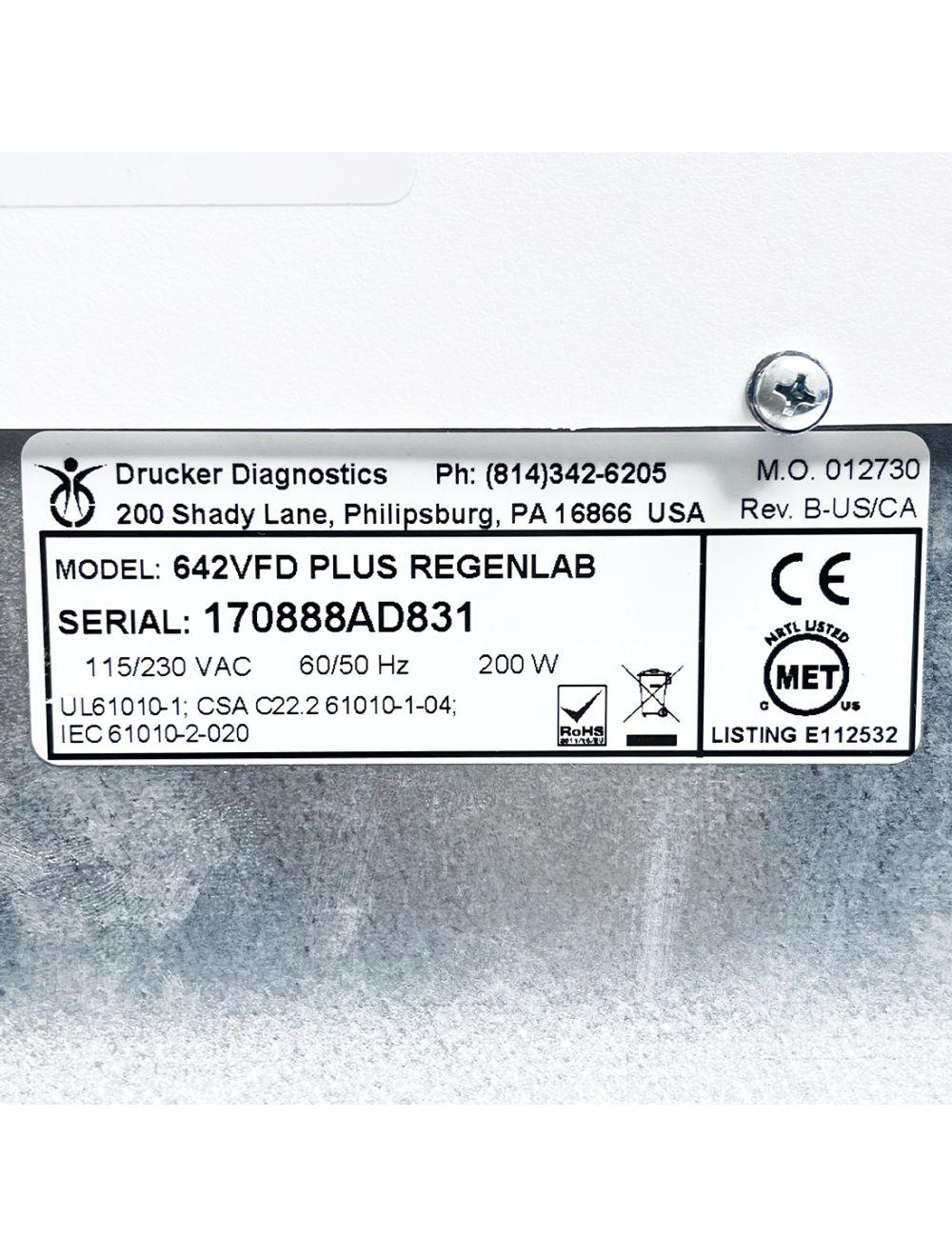 Drucker Diagnostics 642VFD Plus RegenLab PRP Centrifuge Laboratory 642 VFD +