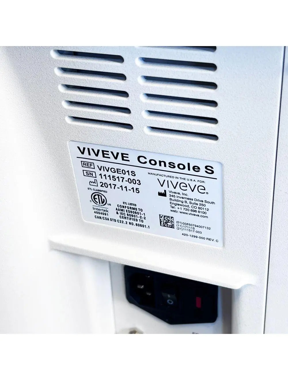 2017 Viveve Console S Feminine Vaginal Rejuvenation RF System VIVGE01S