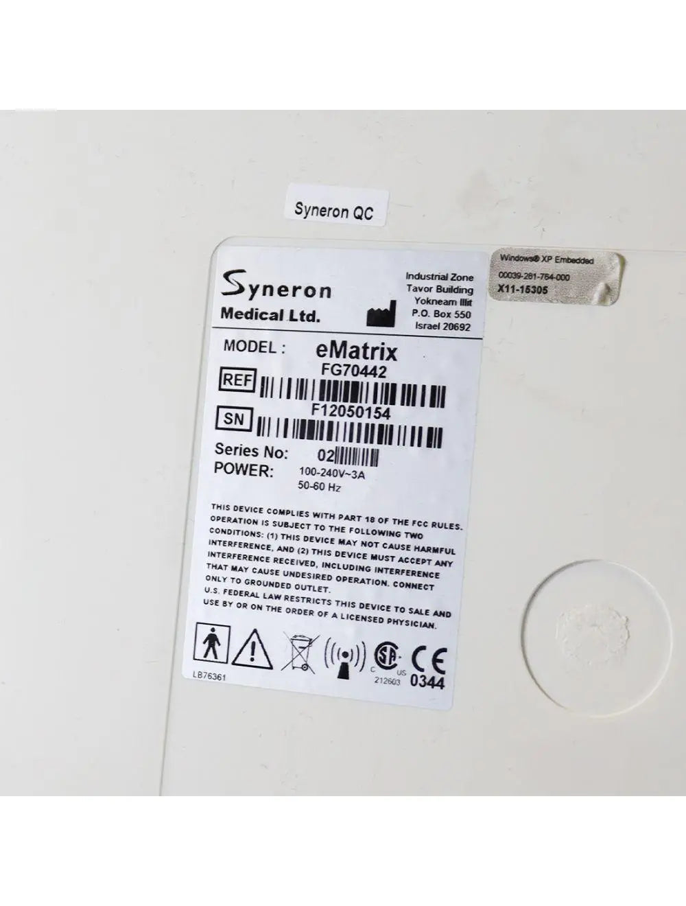 Syneron eMatrix Skin Rejuvenation TableTop Sublative RF System FG70442