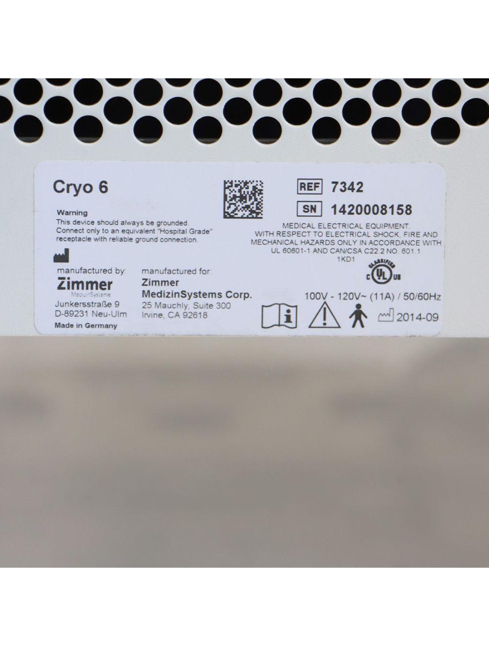 2014 Zimmer Cryo 6 Chiller Cold Air Therapy Spot Cooling Treatment Cryo