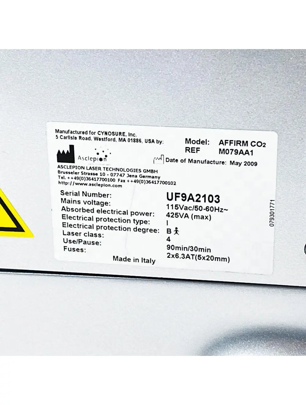 2009 Cynosure 30 Watt Affirm CO2 Laser Fractional Skin Rejuvenation Tightening Cynosure