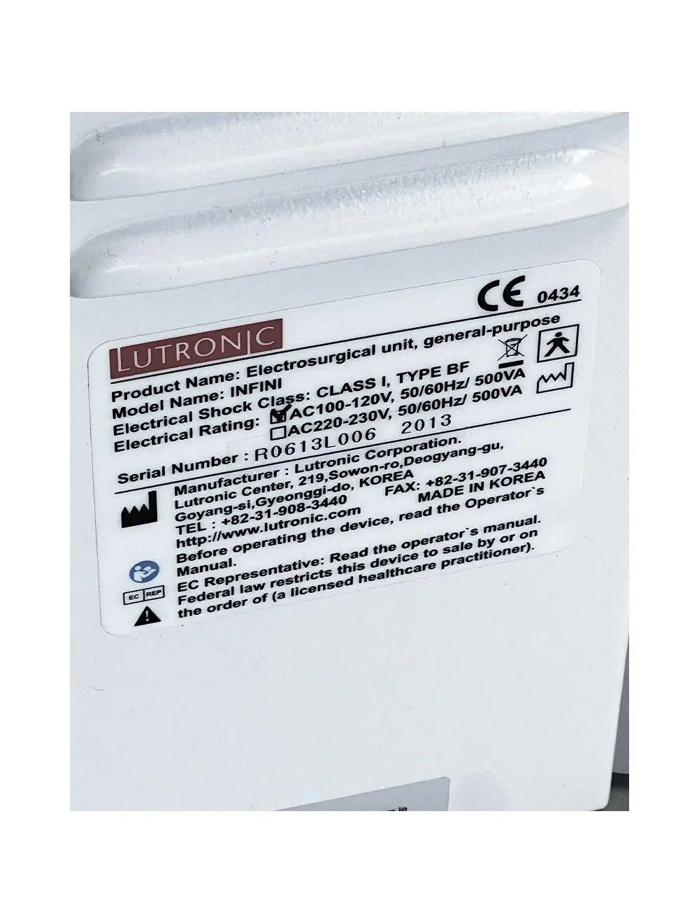 2013 Lutronic INFINI MFR Skin Rejuvenation Electrosurgical Microneedling System